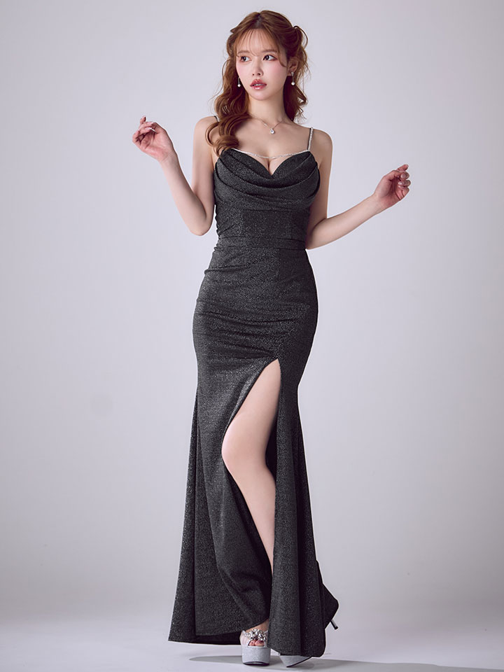 送料無料！キャミソールラメセットアップロングドレス/キャバドレス