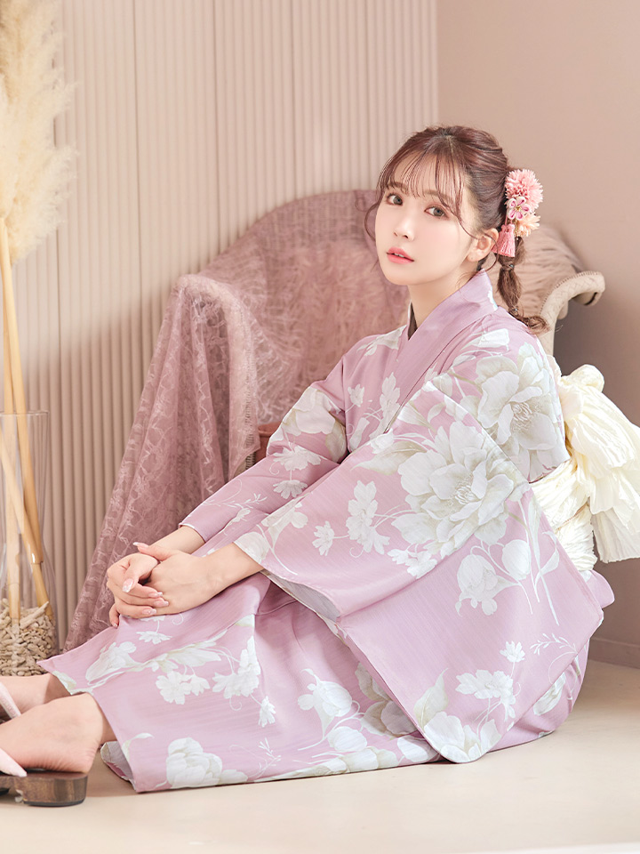 即日発送】【浴衣セール！】【浴衣】大胆な牡丹が咲き誇るピンク地浴衣