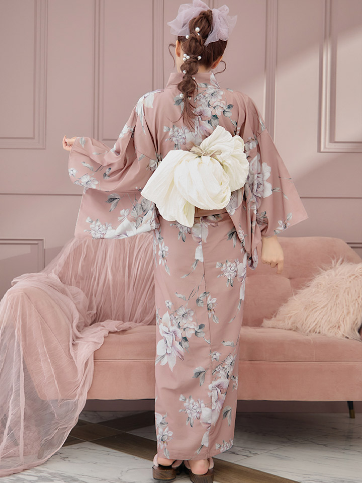 即日発送】大人スウィート/ピンク地フラワー浴衣【浴衣3点セット 浴衣
