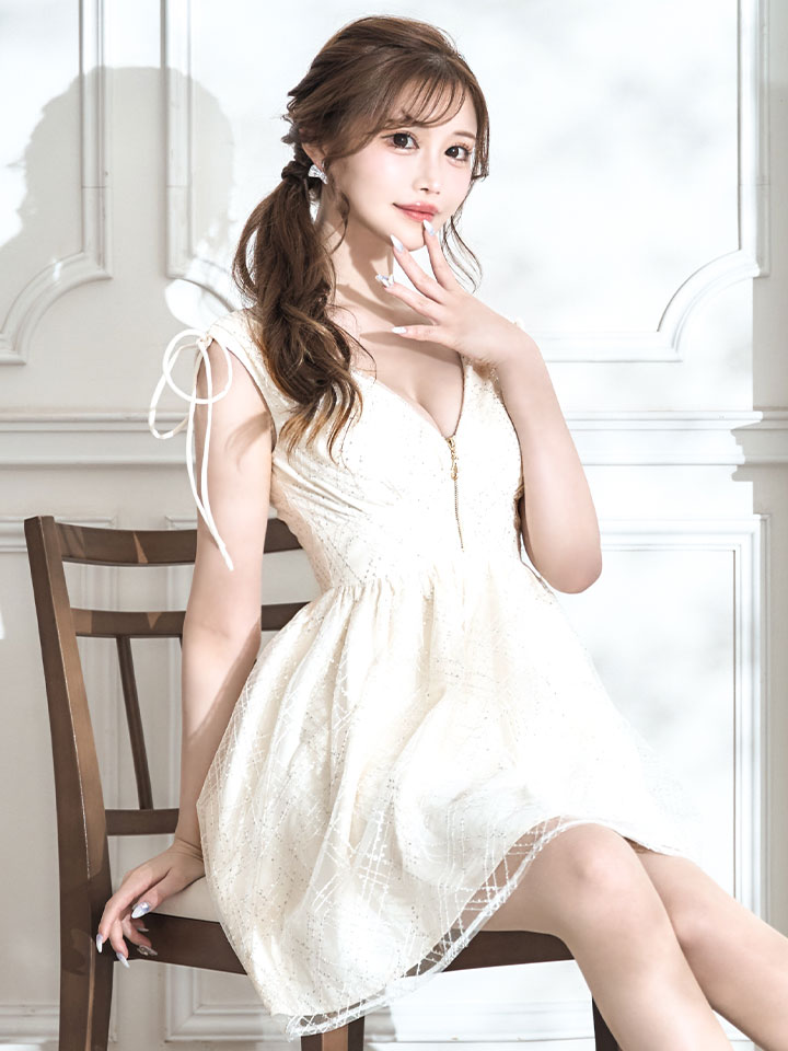 レースレイヤードノースリーブミニワンピース/キャバドレス【XS-L