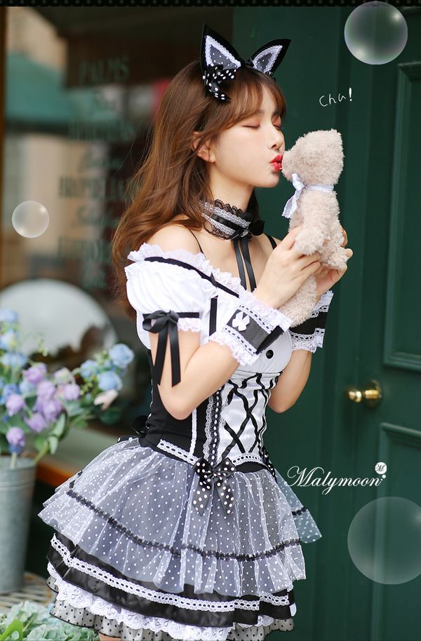 猫耳メイドにゃん《ハロウィンコスプレ5点セット》【Malymoon/マリー