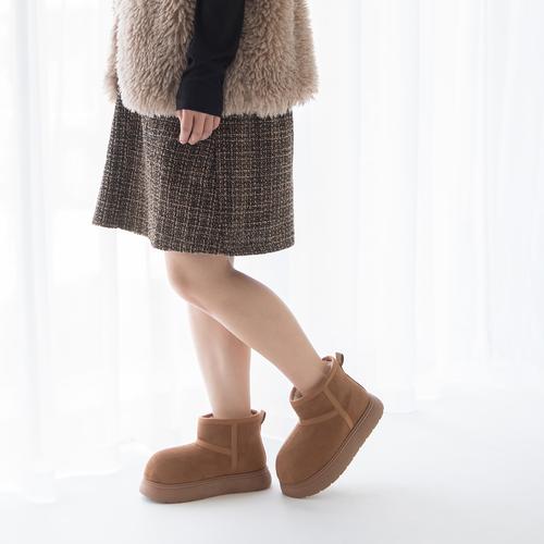 厚底ムートンショートブーツ(M ベージュ): ブーツ | ジェリービーンズ