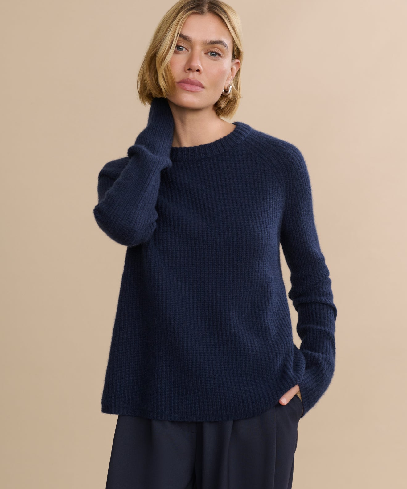 Women's Cashmere Fisherman Sweater Navy | Jenni Kayne
