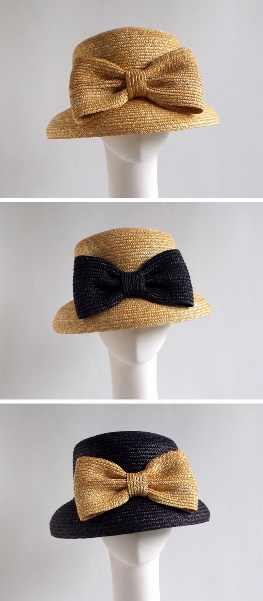 GREVI グレヴィ帽子】前 リボン 麦わら帽子 ストローハット UVカット