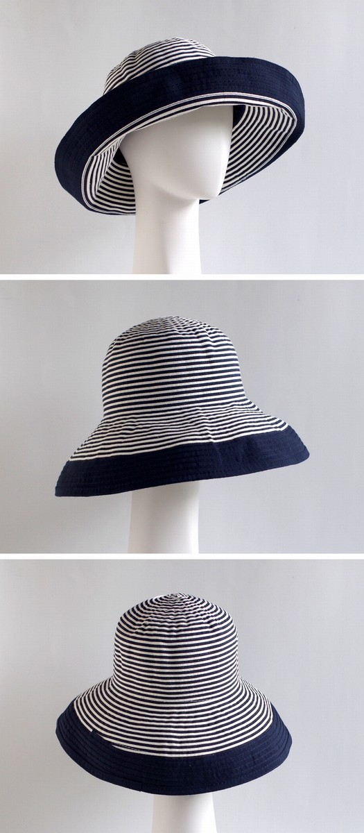 GREVI グレヴィ】グレビ帽子 ストライプ つば広 帽子 ハット イタリア