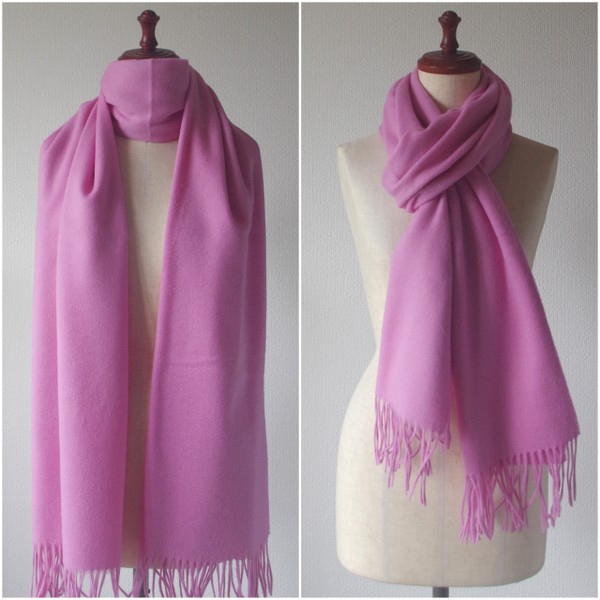 ストール 大判 ウール 100% 秋 冬 秋冬 カシミヤタッチ 厚手 無地