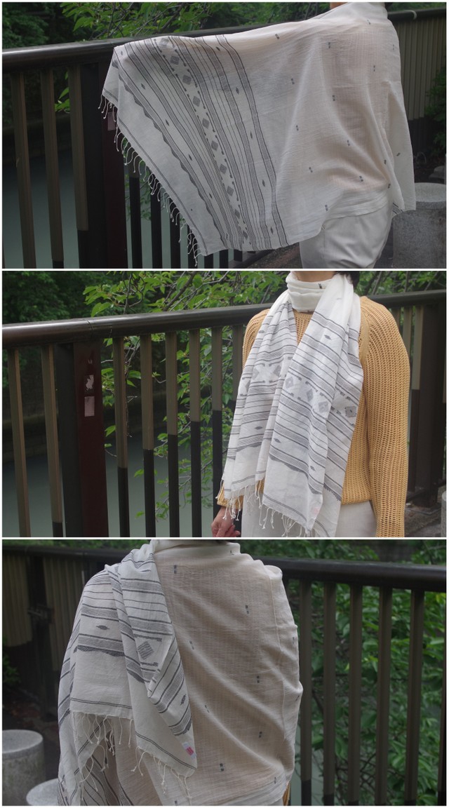 Chunni】 綿100% コットン ストール カディ ハンドルーム 大判 インド