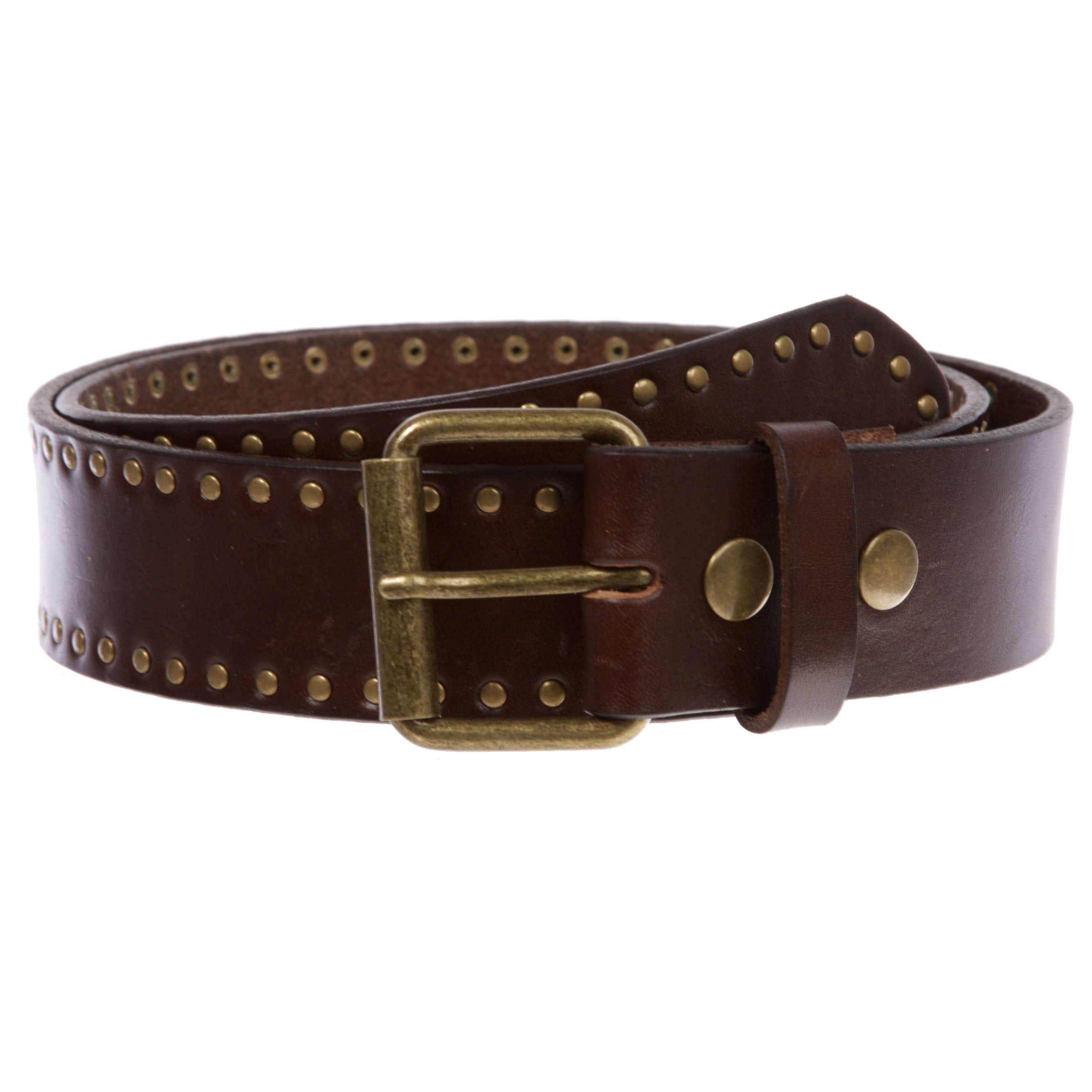 Genuine Vintage Retro Circle Studded Leather Belt - Interchangeable bu