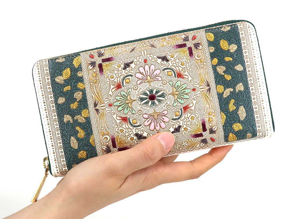 黄金のタピ ぐるっとファスナーの長財布 (金唐柄)［t］