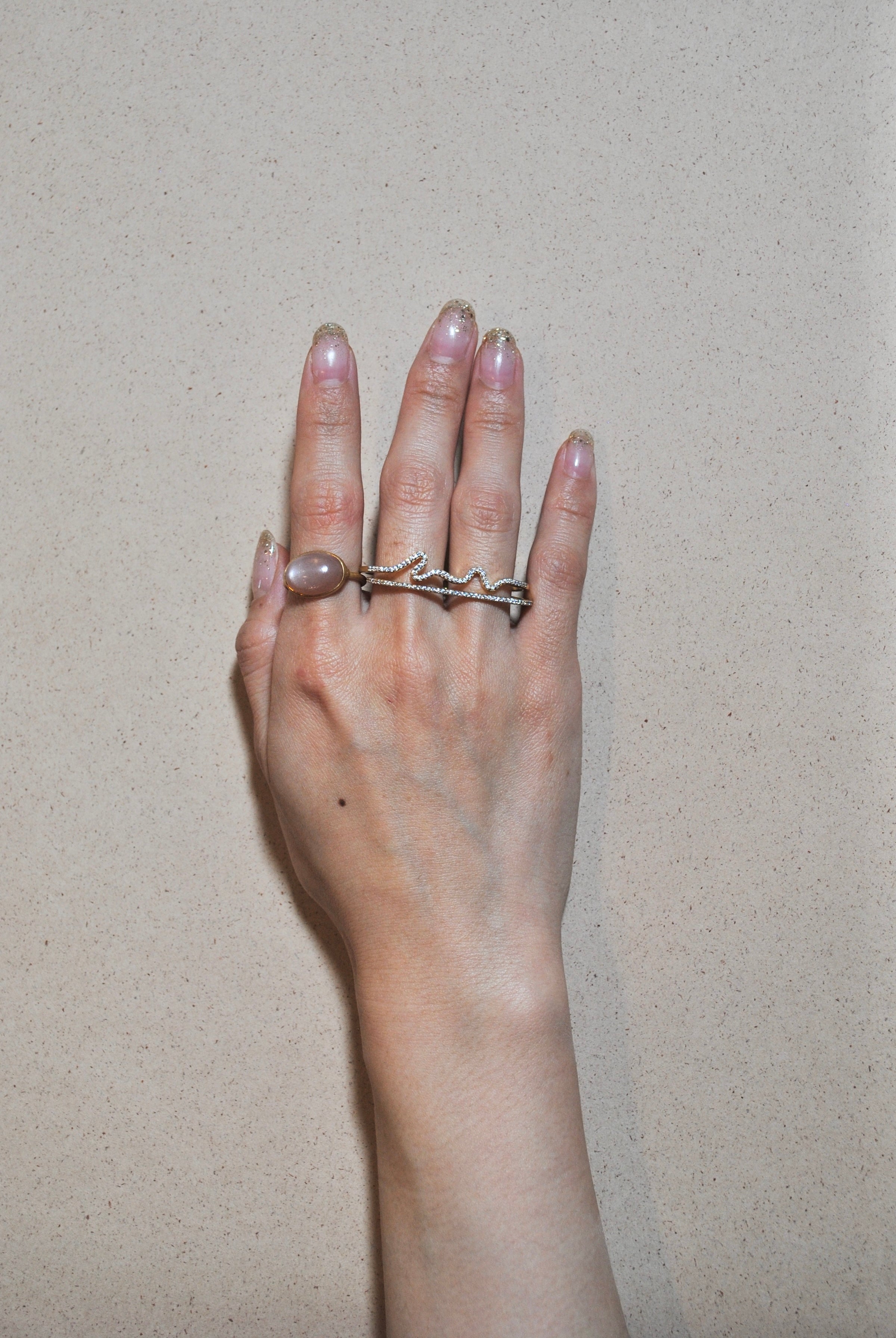 モアサナイト/gold）handwritten double finger ring – ödül