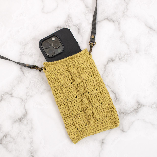 レシピNo.OKH-0068 ひき上げ模様のスマホショルダー（Q24-1） オカダヤ