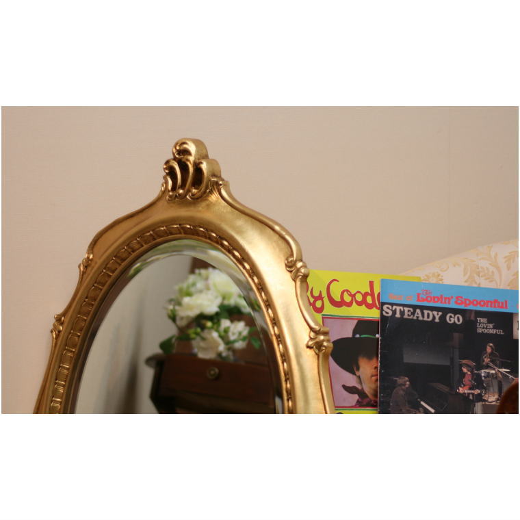 鏡 ミラー fa1674go イタリア製 アンティークゴールド仕上げのオーバル