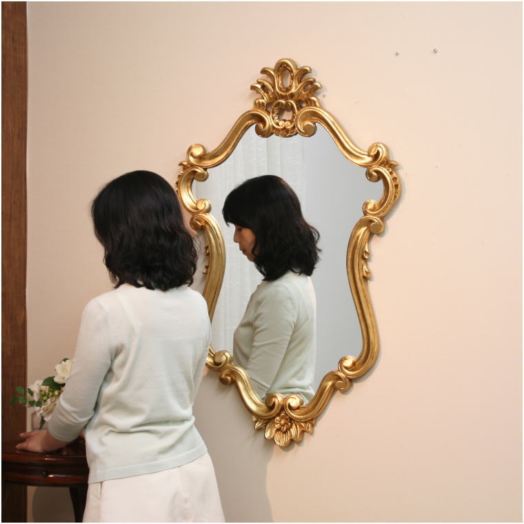 鏡 インテリアミラー イタリア製アンティークゴールドのロココ調