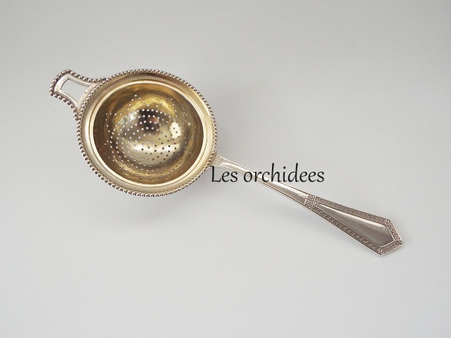 ドイツ アンティーク 純銀 シルバー ティーストレーナー アールデコ