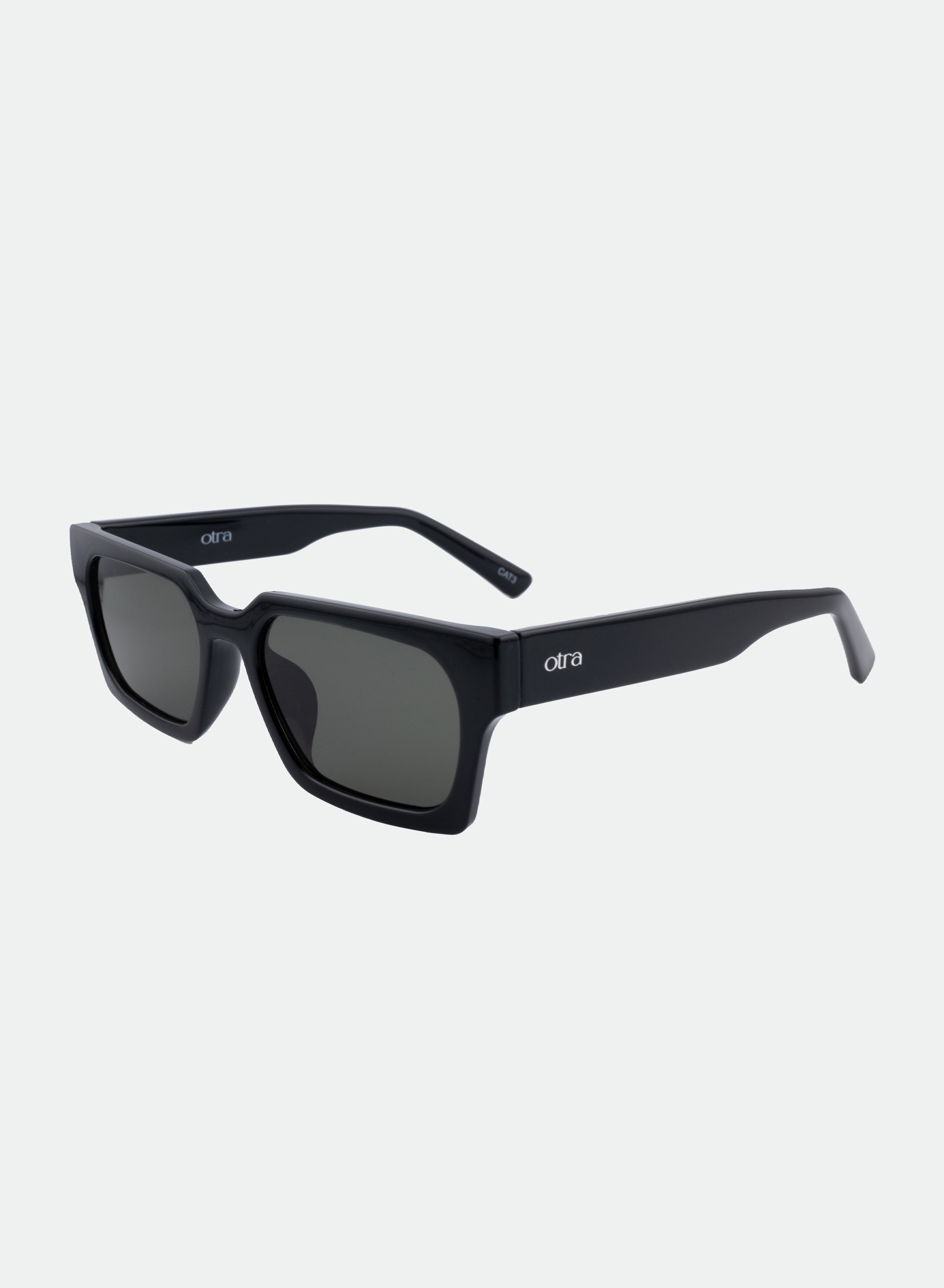 Roco Black Square Sunglasses – Green Lensack – Otra Eyewear
