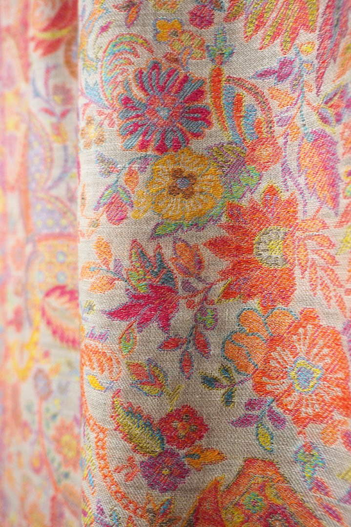 インド カシミア ( カシミヤ ) スタイル カニ織ウールストール