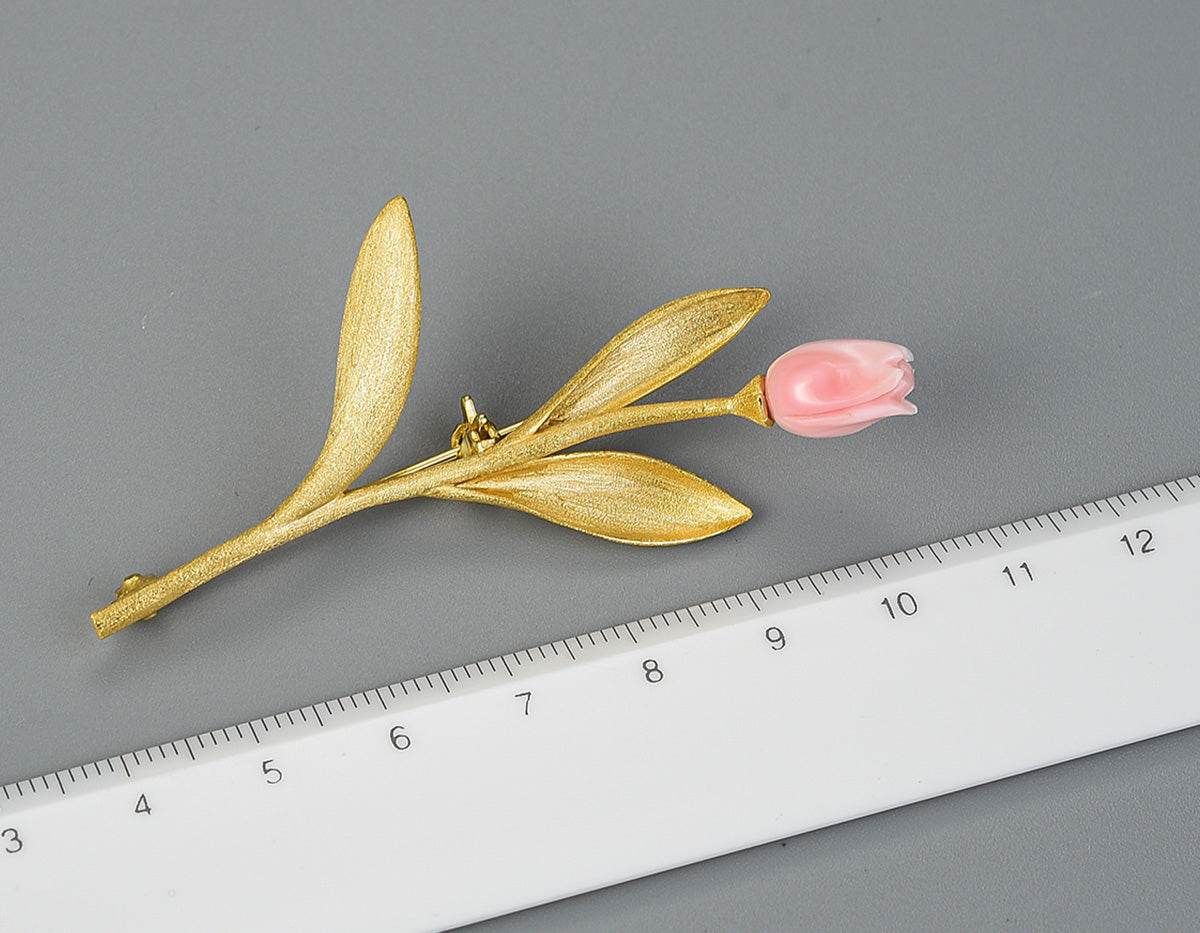 Sterling Silver | Tulip Flower Brooch - Lotus Fun