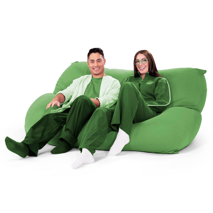 2人掛けラウンジャービーズクッション:ライム/むちゃのびストレッチ