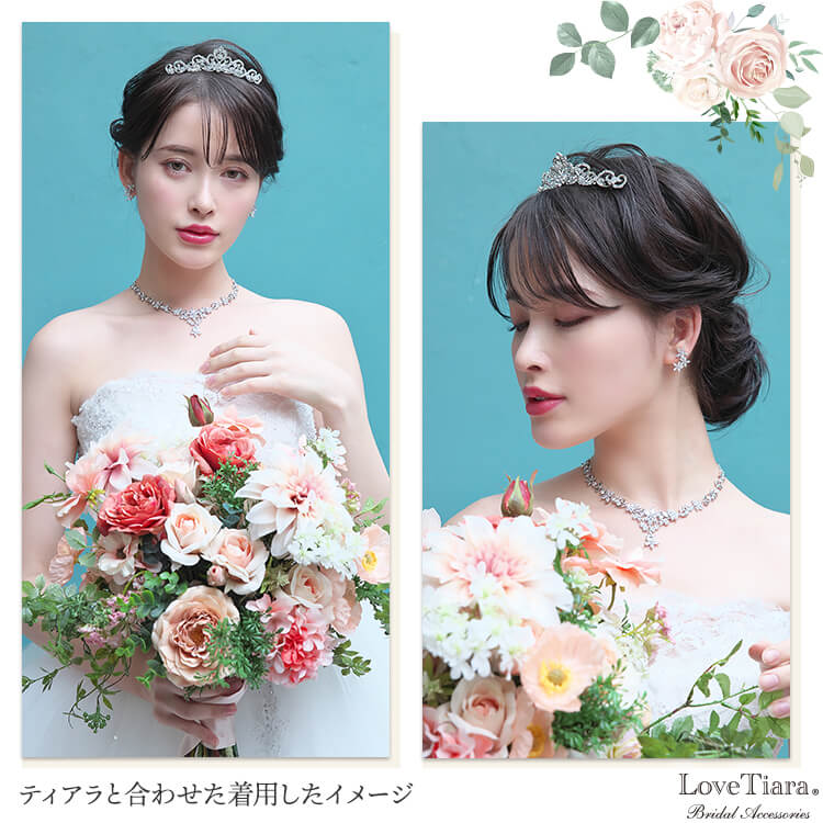 フラワーガーデンジルコニアネックレス＆イヤリング/ピアスセット