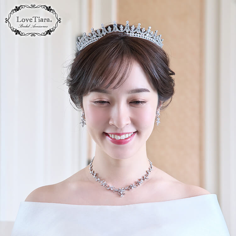 アラベスクジルコニアネックレス＆イヤリング/ピアスセット ネックレス