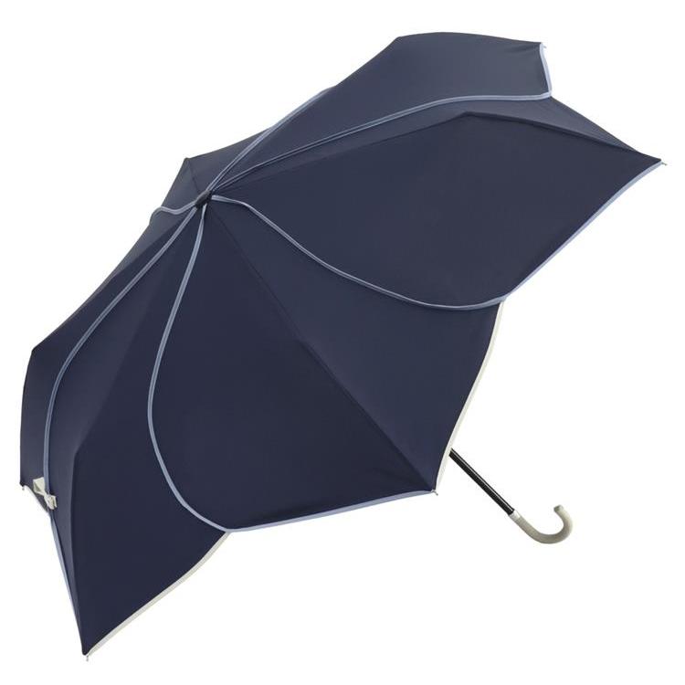 折りたたみ傘 バイカラーパイピングミニ ネイビー(ネイビー