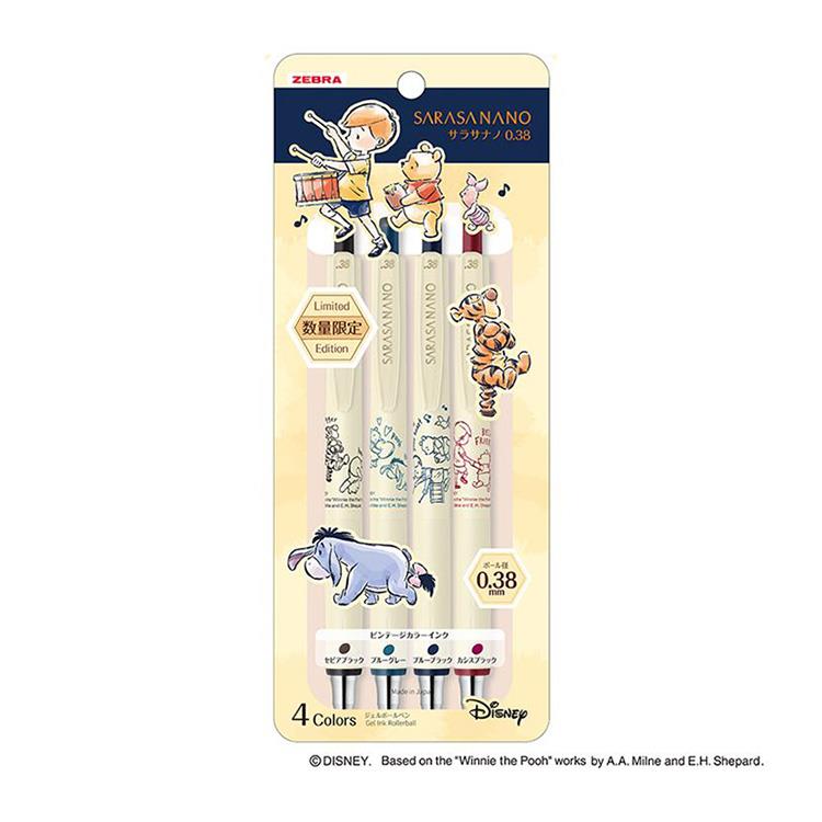 サラサナノ ボールペン 0.38mm ゲルインク くまのプーさん 4色セット