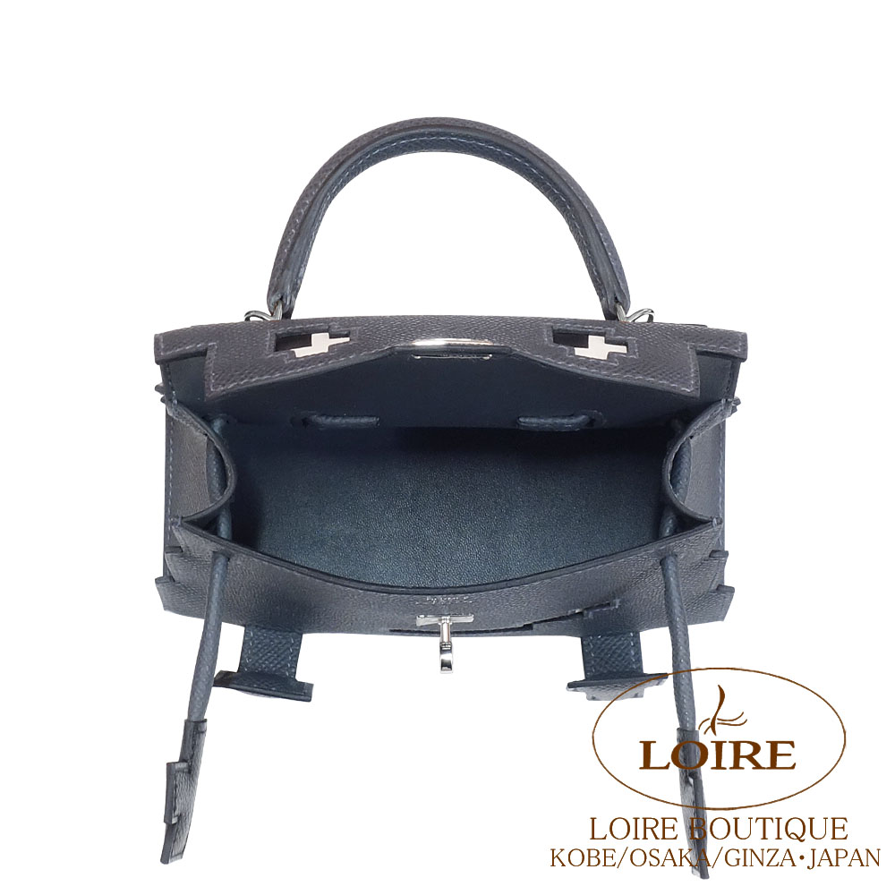 ドールピクトバッグ ダークグレー エルメス ケリードールピクト グリミスティ×ブラック×ヴェールフィズ