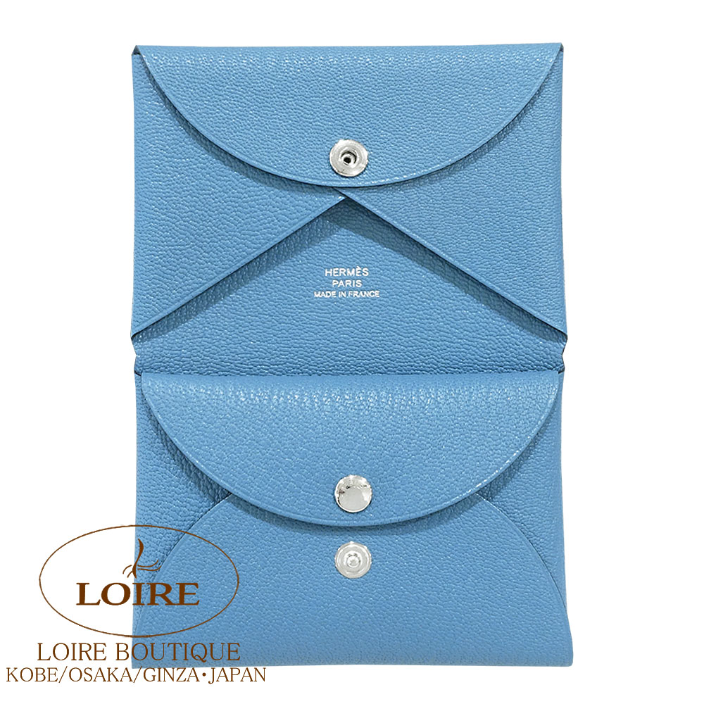 未使用品　HERMES エルメス　小銭入れ　ケース　ガルヴィ　ブルージーン エルメス)ブルー ニュイ☆ストラップ カード＋コインケース (HERMES
