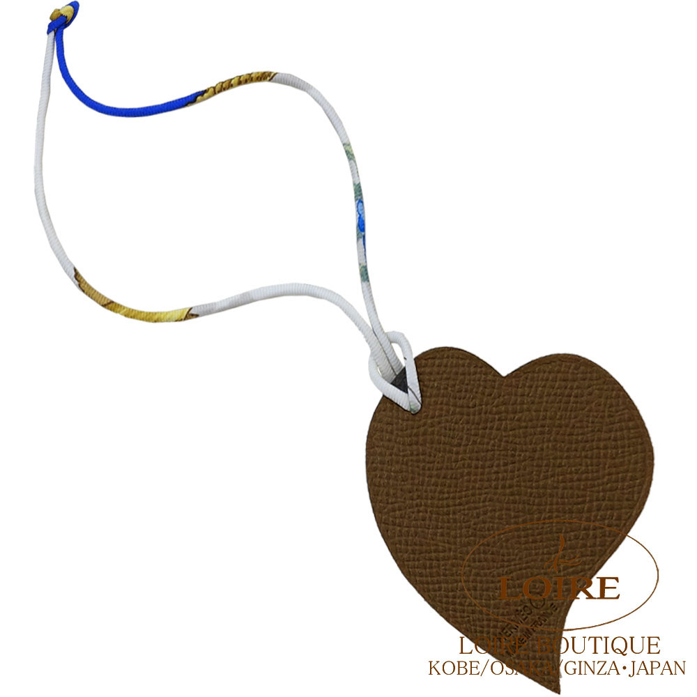 【極美品】 エルメス ハート チャーム レザー k015 エルメス プティアッシュ ハート チャーム レザー グリーン×オレンジ