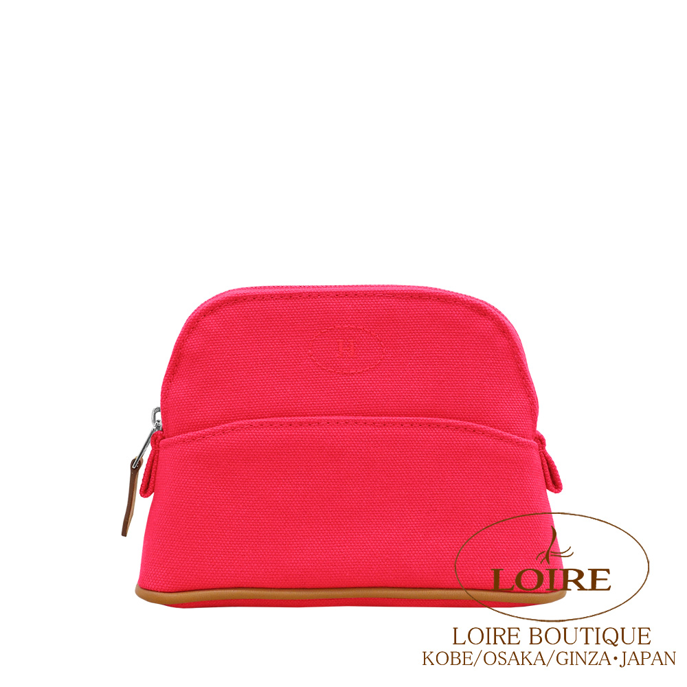 エルメス HERMES ボリードポーチ ミニミニ 赤 キャンバス 美品 HERMES エルメス/ボリードポーチミニミニ16cm /ハイビスカス/小物 化粧