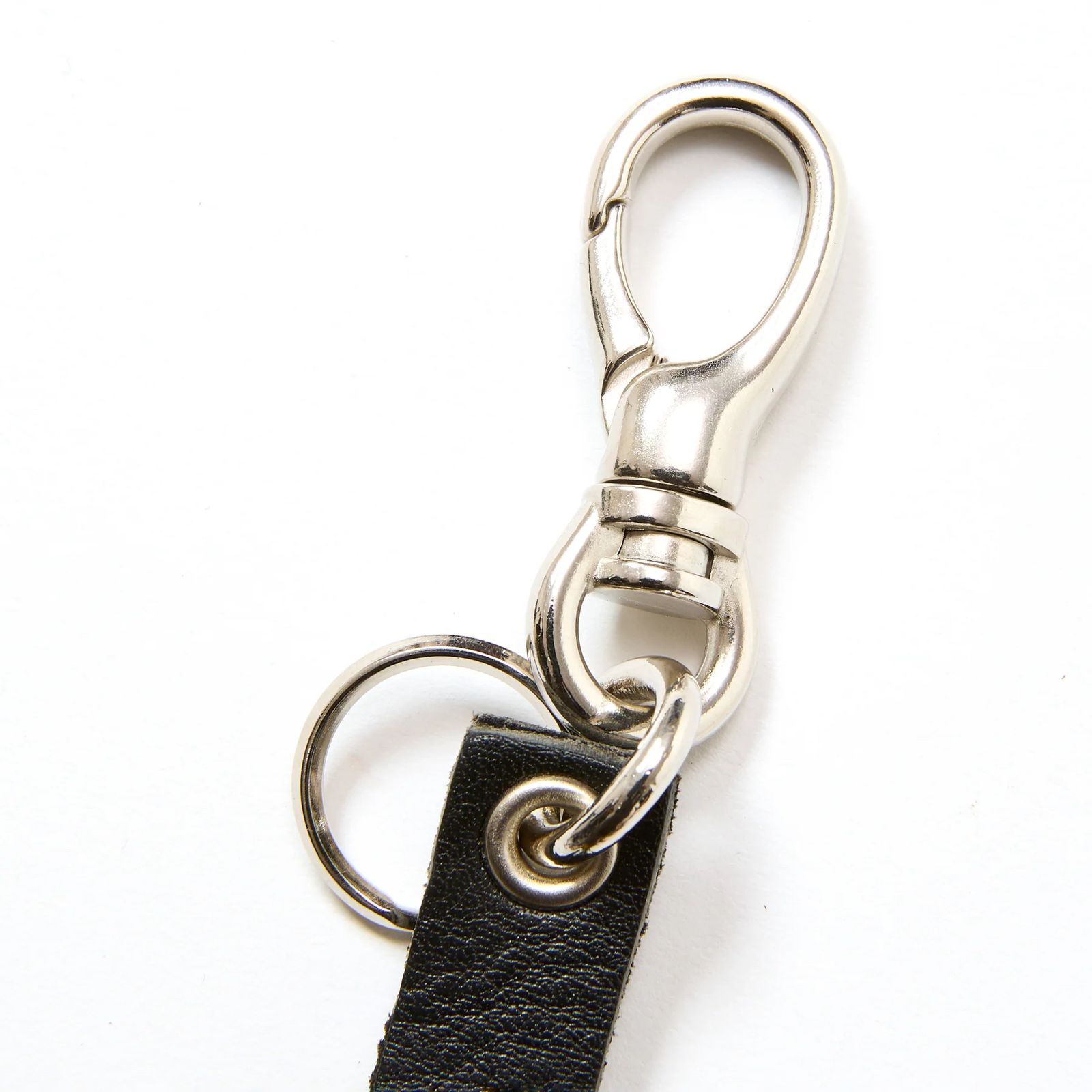 CALEE - STUDS LEATHER SHORT KEY RING (BLACK) / スタッズ レザー