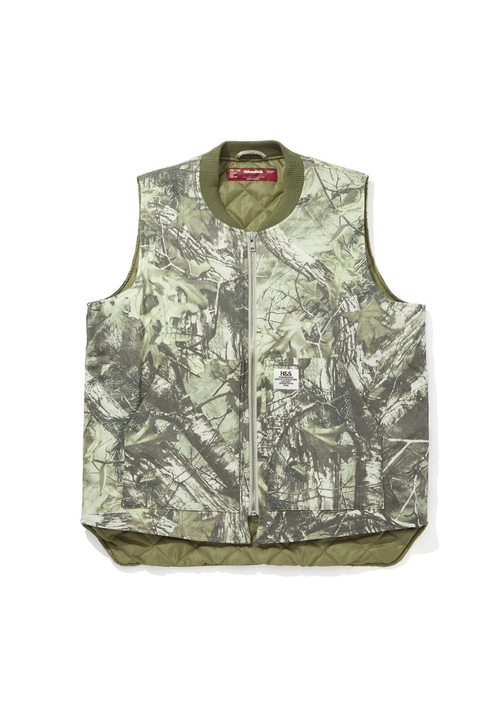HIDE AND SEEK - Camo Zip Work Vest (BEIGE CAMO) / オリジナル