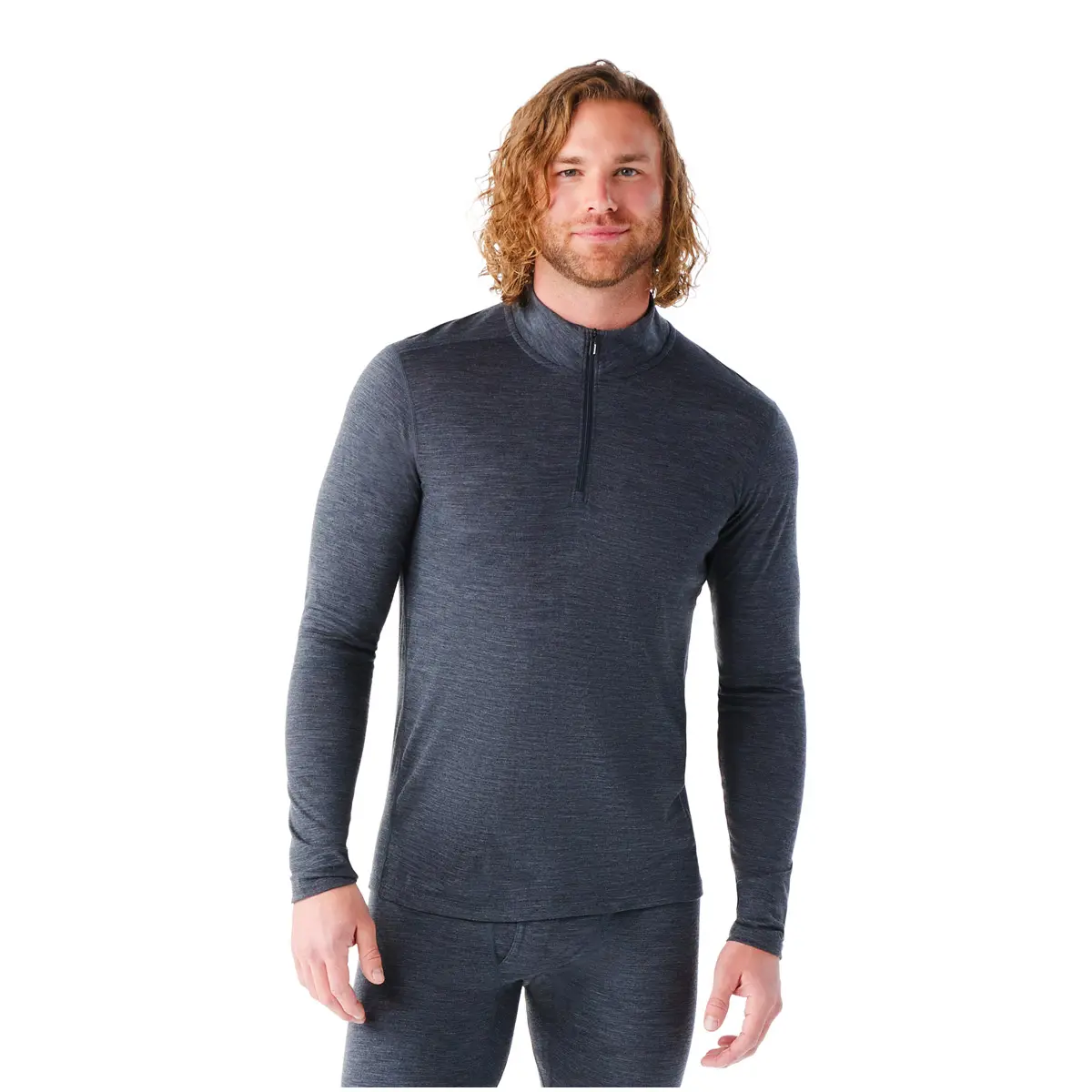 メンズ オールシーズンメリノ ベースレイヤー1/4ジップ(S アイアン