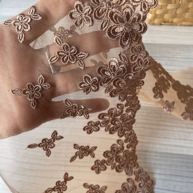 レースのお店 ななか ☆1.4m！幅15.3cm光沢のある花柄チュール