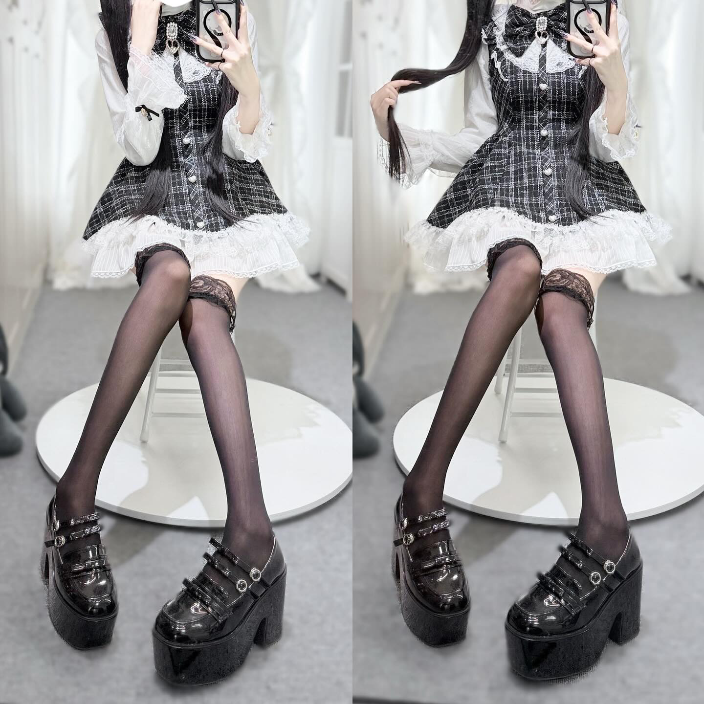 mine》レースシースルーソックス [オーバーニー]- LAFARY ONLINE