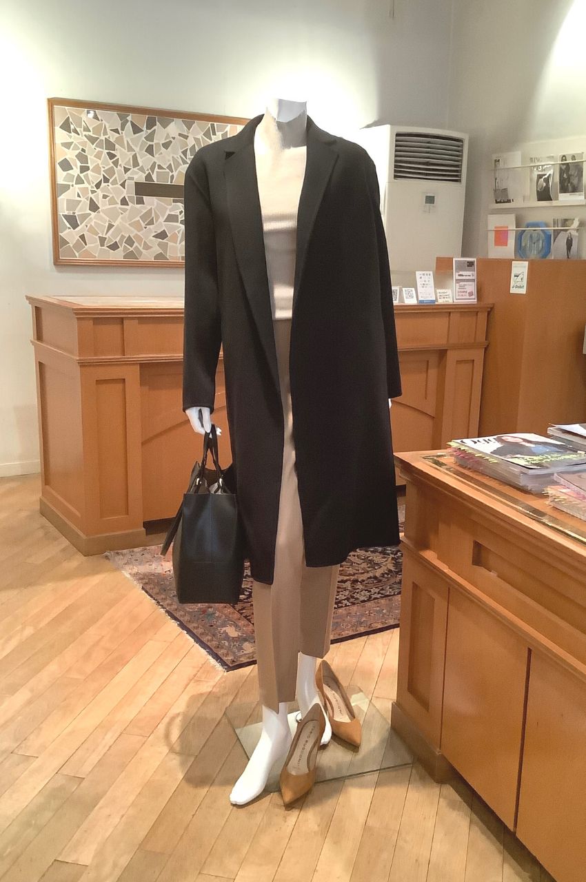 Theory - ダブルフェイスロングコート (ブラック) ウール / リラクシー