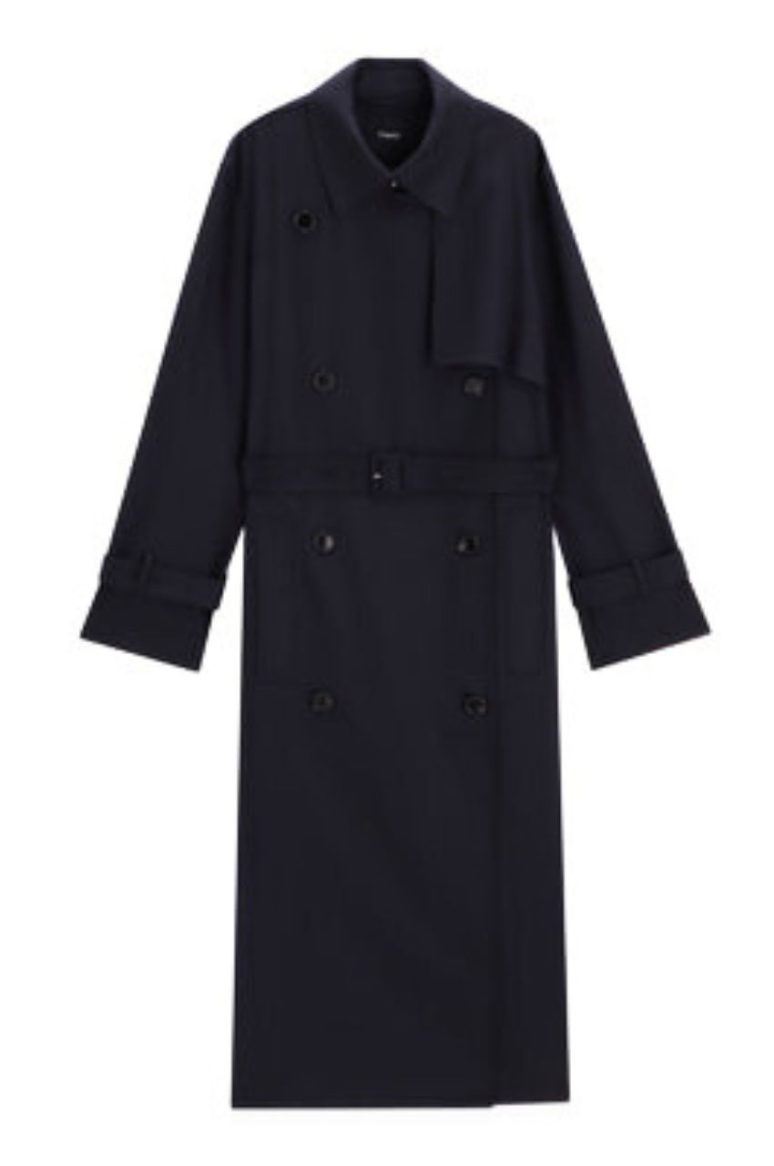 Theory - Wool PL Flannel Relaxed Trench(ダークネイビー) / 毛 / 袖