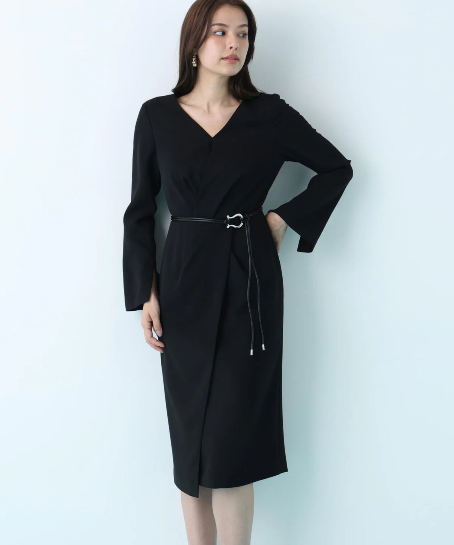 PINKY&DIANNE - タッククロスウエストワンピース(ブラック