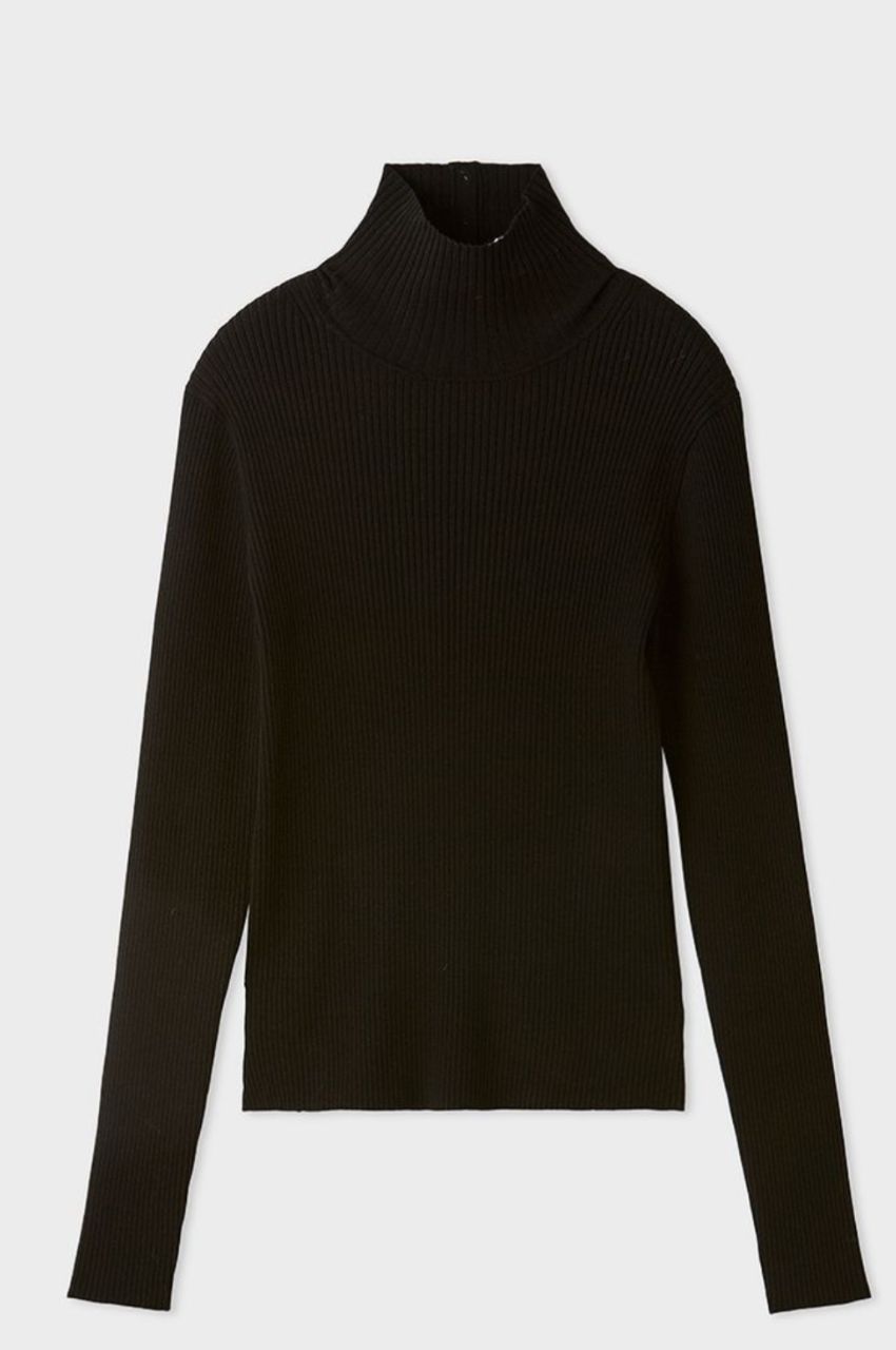 MIESROHE - ハイゲージデザインRIBタートルニット(ブラック)テンセル