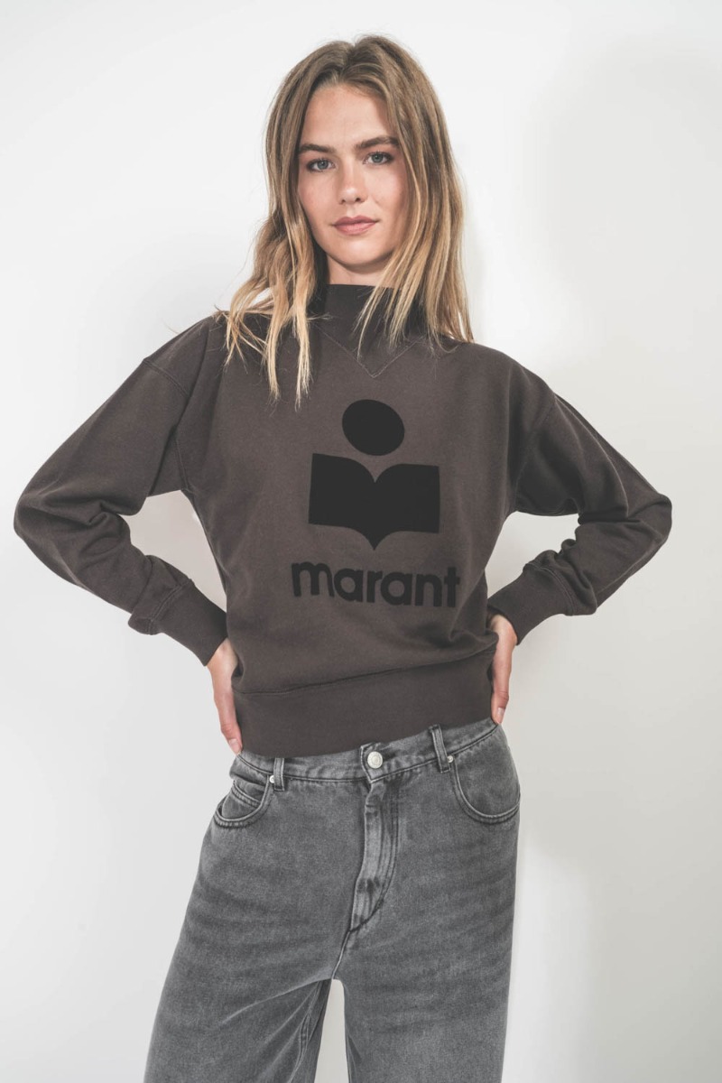 Moby Isabel Marant Étoile Black Sweatshirt – Tonal Velvet Logo