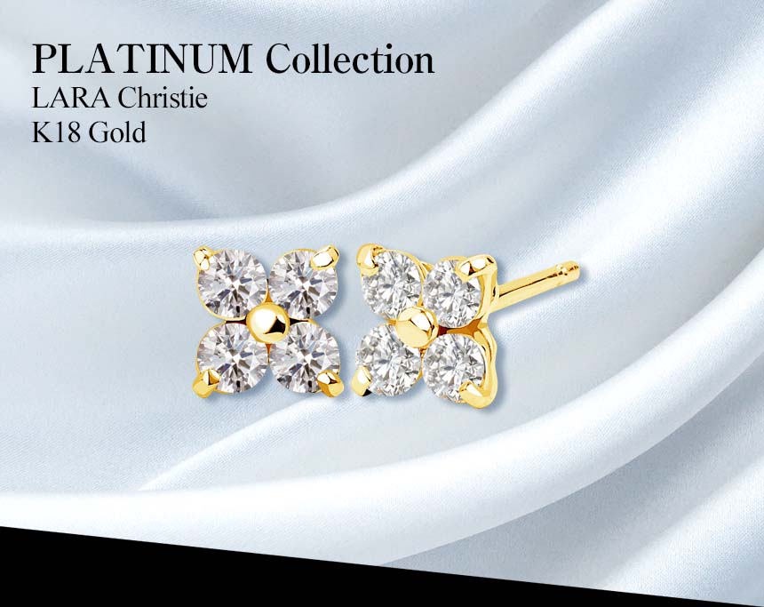 ピアス 両耳 ダイヤモンド 計 0.3ct 4石 フラワー K18 ゴールド le56