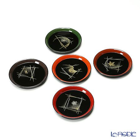 伝統工芸】輪島塗 銘々皿 5枚5色揃 能登の詩 宮井健吾氏作品