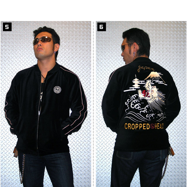 クロップドヘッズ) CROPPED HEADS 吼龍柄ハーフ丈別珍スカジャン (SKA