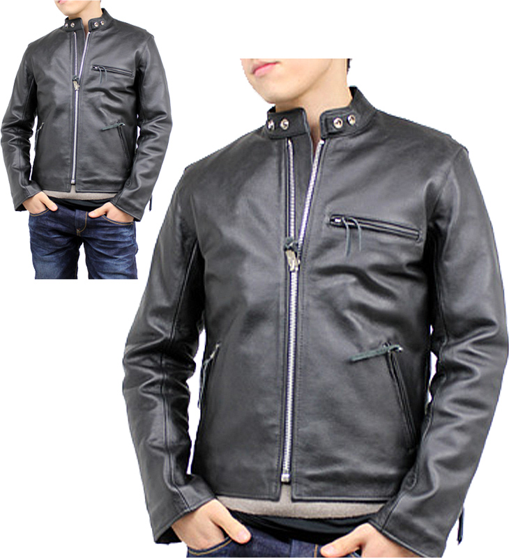 特価品】革ジャンスタンド襟ライダース（水牛革）エントリーモデル XS