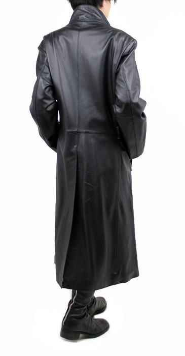 レザーロングコートスタンド襟120cm（羊革） S~3Lまで｜革製品専門店