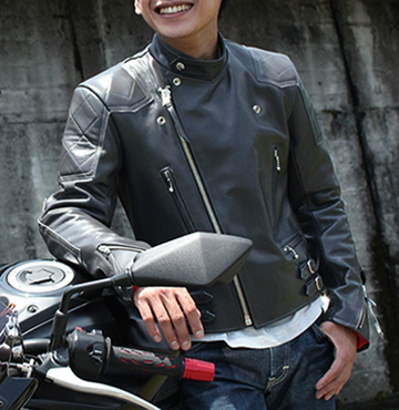 ヨーロッパタイプパット付ダブルライダースジャケット(牛革/日本製