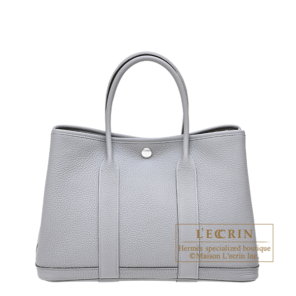 Hermes Garden Party bag 30/TPM Gris pantin Negonda leather Silver