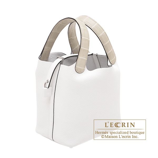 Hermes Picotin Lock Touch bag 18/PM New white/Beton Clemence