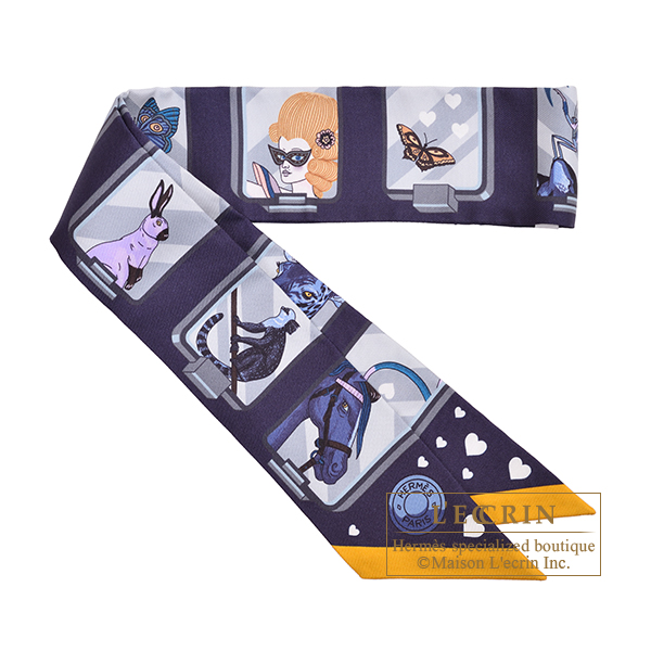 エルメス ツイリー エルメス・ストーリー マリン/グレー/ゴールド