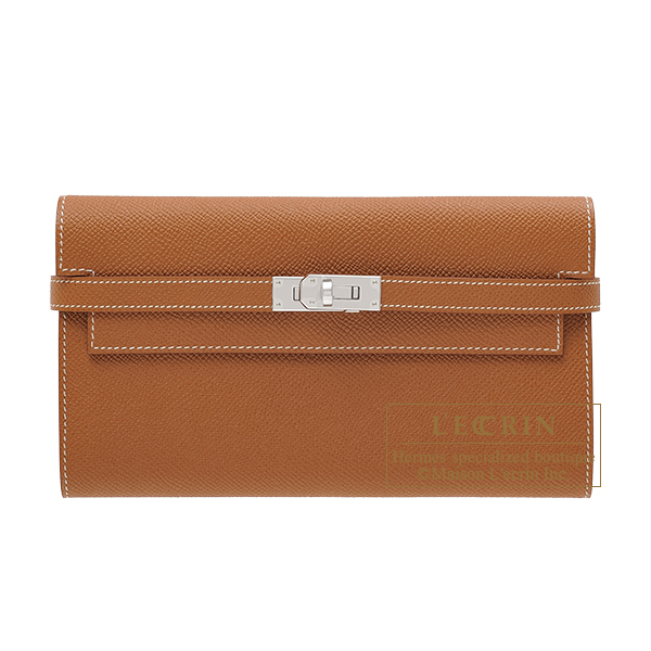 エルメス ケリーウォレットロング ゴールド ヴォーエプソン シルバー